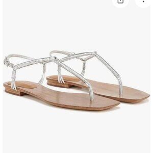 BRAND NEW Veronica Beard Silver Thong Sandals in Size 11